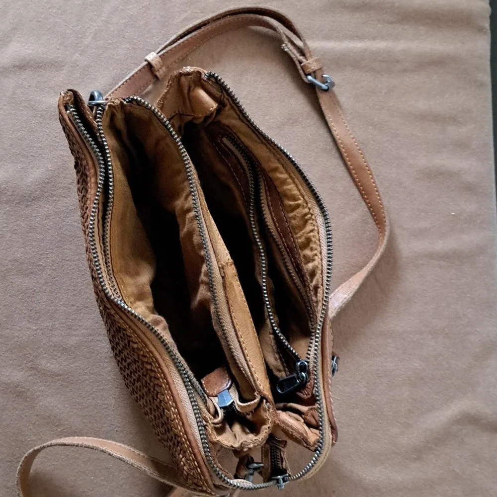 Woven Brown Leather Crossbody Bag - Picture 4 of 9